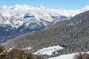 Skiing Collection: Views from Pila ski resort, Aosta Valley, Italy