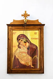 Virgin Mary Icon Print, Pyrgos, Santorini