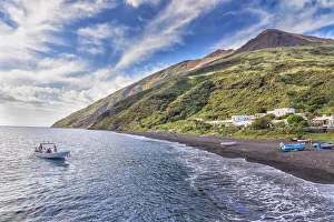 Volcanic beach, Stromboli, Aeolian Islands, Sicily, Italy Volcanic beach, Stromboli, Aeolian Islands, Sicily, Italy