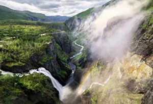 Adventure Collection: Voringsfossen waterfall from the above canyon, Eidfjord, Hordaland county, Norway