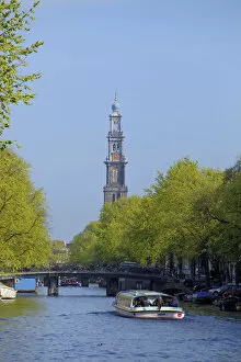 Images Dated 21st December 2011: Westerkerk Tower and Prinsengracht Canal, Amsterdam, Netherlands