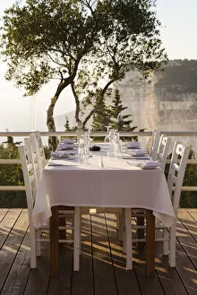 Images Dated 8th November 2013: Western Europe, Greece, Ionian Islands, Paxos. The restaurant at Erimitis Bay