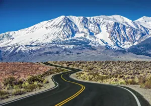 Winding Road Towards Mountains, Eastern Sierras, California, USA Winding Road Towards Mountains, Eastern Sierras, California, USA