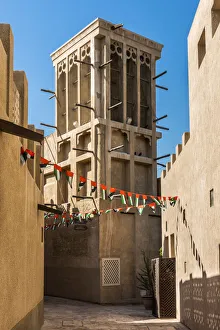 Windtower or windcatcher in the historic district of Al Bastakiya, Dubai, United Arab Windtower or windcatcher in the historic district of Al Bastakiya, Dubai, United Arab