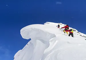 Winter alpinists at Roger pass, British Columbia, Canada Winter alpinists at Roger pass, British Columbia, Canada