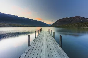 A woden jetty in the Rotoiti lake, Nelson lakes, Abel Tasman, South Island, New Zealand A woden jetty in the Rotoiti lake, Nelson lakes, Abel Tasman, South Island, New Zealand