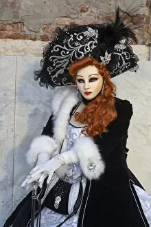 A woman poses during the Venice Carnival, Venice; veneto; Italy