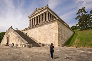 A Woman staring at Walhalla on the left side of Danube River, Regensburg, Lower Bavaria A Woman staring at Walhalla on the left side of Danube River, Regensburg, Lower Bavaria