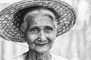 Woman with tatooed face, Mrauk U, Myanmar, Burma Woman with tatooed face, Mrauk U, Myanmar, Burma