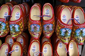 Images Dated 21st December 2011: Wooden Dutch clogs for sale in a market, Amsterdam, Netherlands, Europe