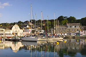 Yachts moored in Padstow harbour on a beautiful Spring morning, Cornwall, England. Spring Yachts moored in Padstow harbour on a beautiful Spring morning, Cornwall, England. Spring
