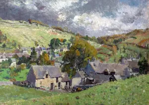 Prints of Artist: Pickard, Louise - Title: A Gloucestershire Village - Date: 1919 - Original Medium and Size: Oil on Canvas 51 x 71 Gloucestershire Prints: Print of A Gloucestershire Village Oil on Canvas Landscape