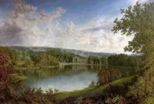 Newstead Abbey Print from the Upper Lake