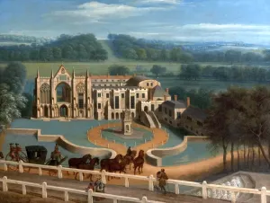 Prints of Artist: Tillemans, Peter - Title: Newstead Abbey, Nottinghamshire, West Aspect - Date: 1730 - Original Medium and Size: Oil on Canvas 100 x 120 (E) Nottinghamshire Prints: Newstead Abbey West Aspect Print