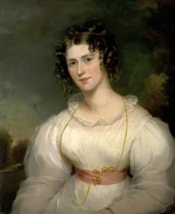 Prints of Artist: Barber, Thomas (attributed to) - Title: Miss Elizabeth Hoare (later Mrs J. Rawson Walker) - Date: 1826 - Original Medium and Size: Oil on Canvas 74.9 x 62.2 Nottinghamshire Prints: Miss Elizabeth Hoare Print, a portrait of a young woman in 1826