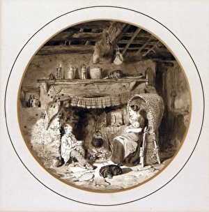 Interior, Figures At a Fireside, by A. Provis Interior, Figures At a Fireside, by A. Provis