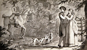 Lovers with Man on Horseback, by English School, 1700-1799 Lovers with Man on Horseback, by English School, 1700-1799