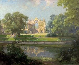 Oil Painting Gallery: Newstead Abbey from the East, Nottinghamshire (Eagle Pond, Newstead Abbey)- Arthur Spooner