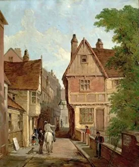 Oil Painting Gallery: Old Houses, St. Peters Gate, Nottingham, 1842