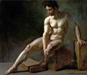 Muscular Gallery: Seated Male Nude - Jean Baptiste Edouard Detaille