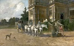 Carriage Gallery: Front View of Wollaton Hall, Nottingham with Horse and Carriage