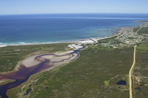 River Estuary Gallery: Aerial view of river estuary. Cape Peninsular, South Africa (rr)