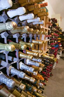 champagne bottles in Storrs Hall Hotel wine cellar in Windermere UK