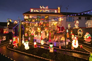 Christmas decorations on a house in Clitheroe Lancashire UK Christmas decorations on a house in Clitheroe Lancashire UK