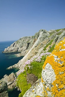 The Devils Slide a classic sea cliff climb on Lundy Island Devon UK The Devils Slide a classic sea cliff climb on Lundy Island Devon UK