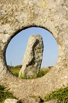 S049 Collection: The famous Men an Tol stone near St Just in Cornwall, UK. This late Neolithic monument is thuoght