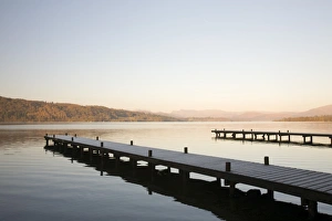 Frost on jetties on Lake Windermere in the Lake District UK Frost on jetties on Lake Windermere in the Lake District UK