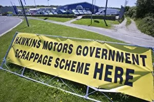 Images Dated 4th January 2000: A garage in Cornwall advertising the government scrappage scheme