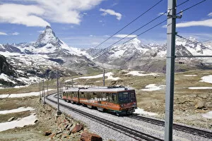 The Gornergrat railway above Zermatt Switzerland