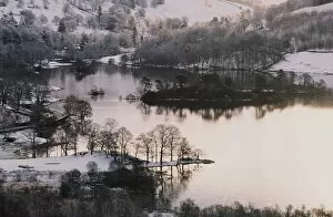 Rydal water and snow in the Lake District UK
