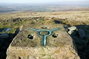 Trig point on Wild Boar Fell in the north Pennines UK