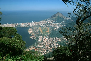 View of Rodrigo de Freitas lagoon, jockey club and Ipanema, Rio de Janeiro, Brazil View of Rodrigo de Freitas lagoon, jockey club and Ipanema, Rio de Janeiro, Brazil