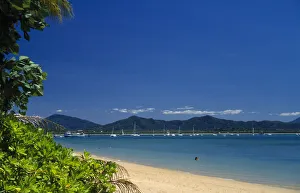 Australia, Queensland, Great Barrier Reef, Dunk Island view over empty beach towards sea Australia, Queensland, Great Barrier Reef, Dunk Island view over empty beach towards sea