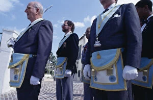 BERMUDA, St Georges Freemasons taking part in the Peppercorn ceremony