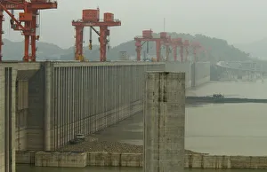 China, Hubei, Sandouping The Three Gorges Dam at Sandouping - the scale can be seen China, Hubei, Sandouping The Three Gorges Dam at Sandouping - the scale can be seen