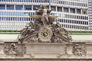 Clock and Hercules, Mercury and Minerva sculptures, Grand Central Terminal Railway Clock and Hercules, Mercury and Minerva sculptures, Grand Central Terminal Railway