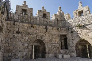 The top of the Damascus Gate in Jerusalem The top of the Damascus Gate in Jerusalem