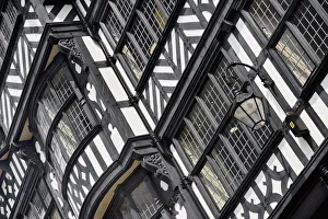 England, Cheshire, Chester, The Rows on Bridge Street, Black and White architectural patterns England, Cheshire, Chester, The Rows on Bridge Street, Black and White architectural patterns