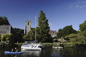 England, Dorset, Wareham, River Frome and Priory Hotel