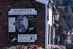 ENGLAND East Sussex Lewes John Harveys Brewery sign on side of the brewery shop