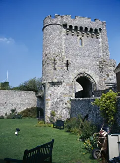 Images Dated 6th October 2008: ENGLAND East Sussex Lewes Lewes Castle View from garden towards one of the semi octagonal