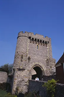 Images Dated 6th October 2008: ENGLAND East Sussex Lewes Lewes Castle View of one of the semi octagonal towers