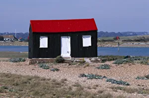 Images Dated 6th October 2008: ENGLAND East sussex Rye Rye harbour Red and black corrugated hut with white doors built