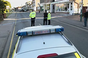 England, Kent, Police road traffic collision team cordoned off road England, Kent, Police road traffic collision team cordoned off road