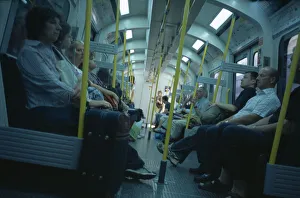 Images Dated 6th October 2008: ENGLAND London The London Underground. Interior view through the train carriage with
