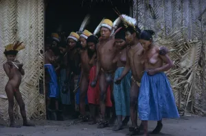 COLOMBIA Vaupes Region Print: Tukano Tribe Men and Women Dancing
